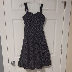 Chic Black and White Polka Dot Midi Dress